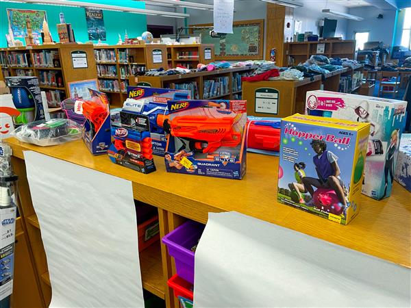 Toys available to parents and families at the Holiday Shop including Nerf products and more like these!